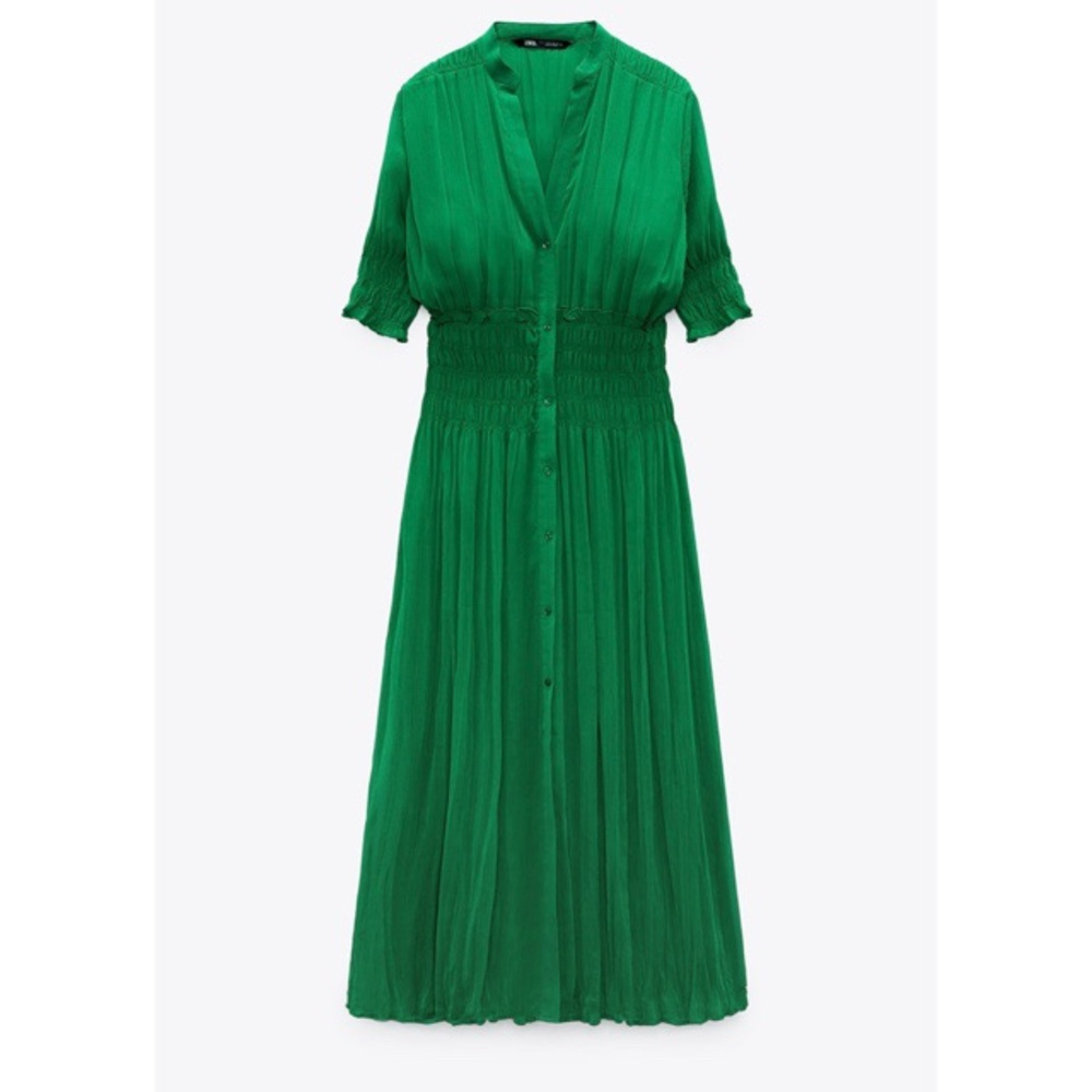 Zara Emerald Green Ruched Dress
